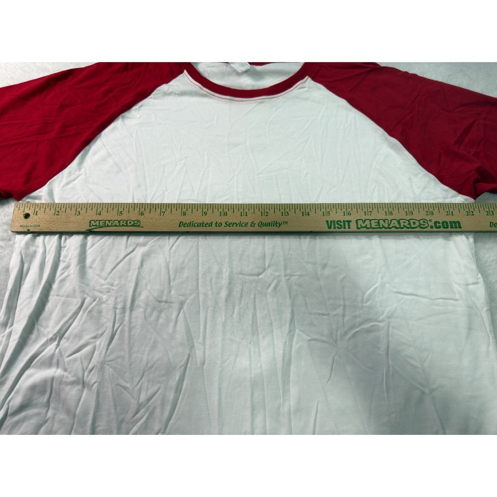Royal Avalon Mens XL Baseball Tee White Red Long Sleeve Raglan Cotton T-Shirt - Picture 5 of 8